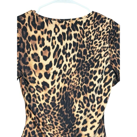 White Fox Crop Top Womens M Leopard Snug Fit Animal festival Mob Wife - Picture 10 of 11
